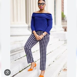 Banana Republic Avery Navy Gingham Pants Size 12